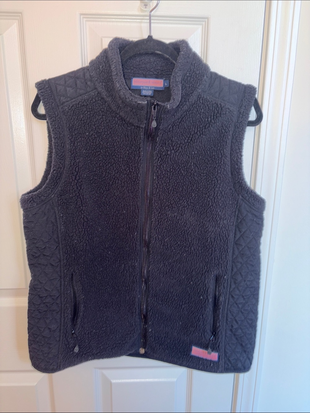 Vineyard Vines Black Sherpa Zip Vest